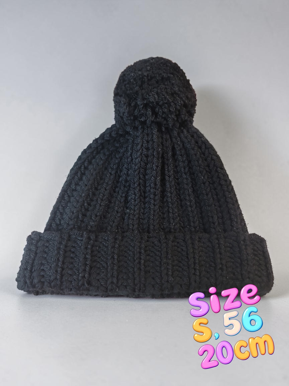 Gucci Black Ribbed Knit Pom-Pom Hat with Logo Patch With COA - Picture 4 of 7